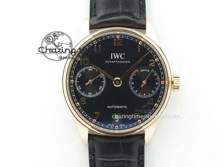 MIROTIME 0328 Portuguese Real PR Real Annual Calendar IW5035 YLF 1:1 Best Edition Black Dial On Leather Strap A Soft 7240